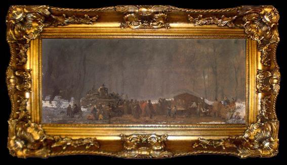 framed  Eastman Johnson Das Ahornzucker-Larger, ta009-2